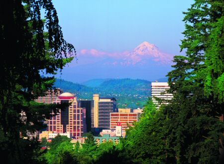 Portland skyline with Mount Hood
